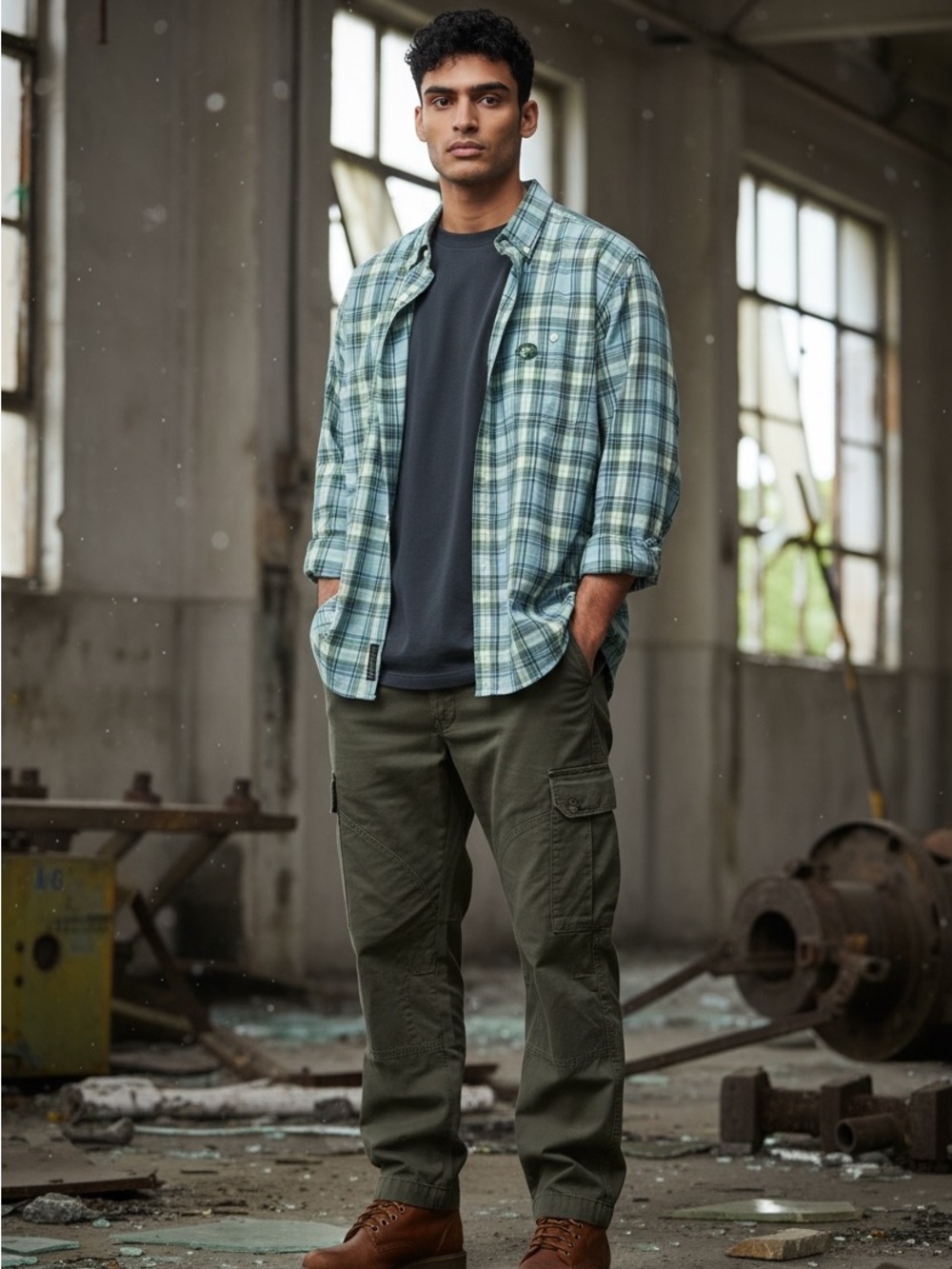 L.L. Bean Men's Outdoor Green Plaid Button-Down Shirt